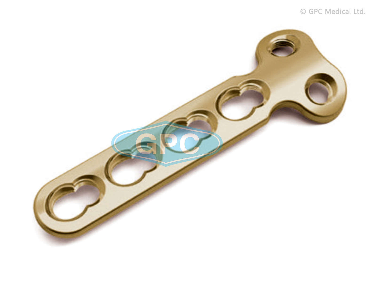 fix<em>LOCK</em> T-Plate with 2 Head Holes, 2.7 mm